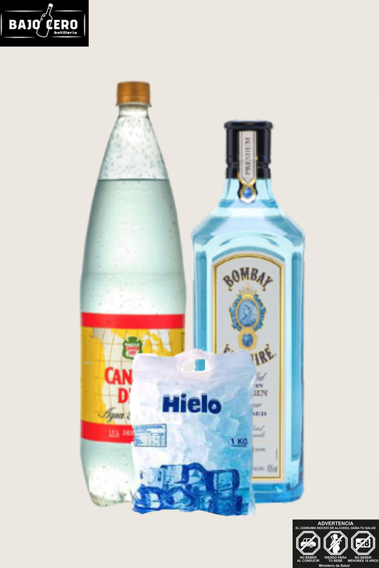 GIN BOMBAY + TONICA 1.5 LT + HIELO