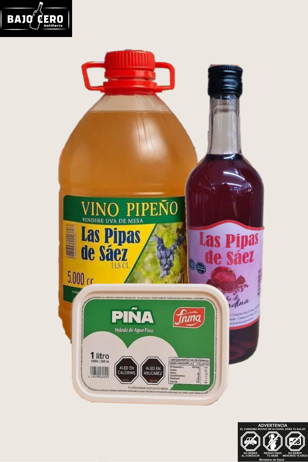 Pipeño 5 Lt. + Granadina 750cc + Helado de Piña 1 Lt